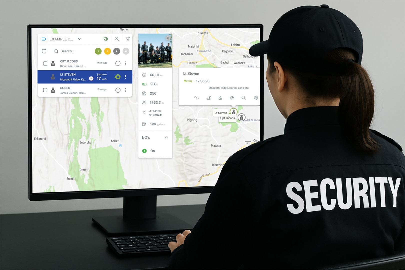 security guard working on asset tracker